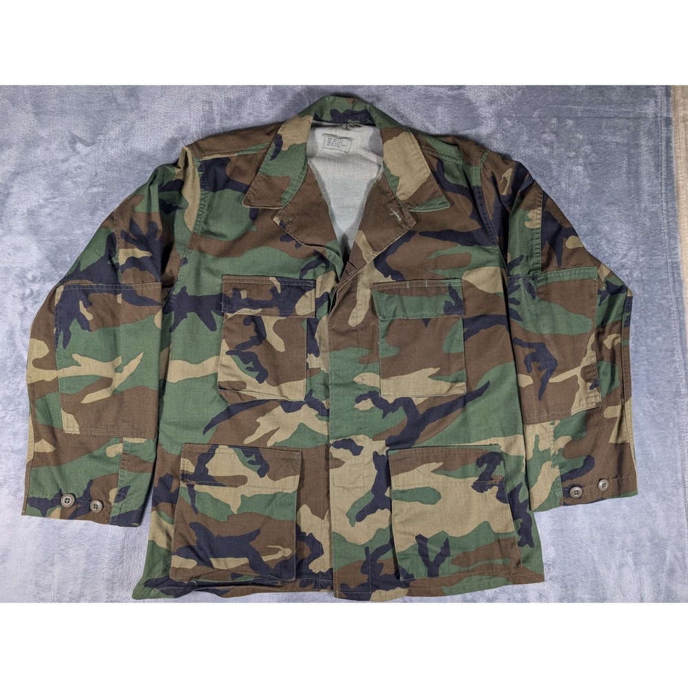 Vintage 1985 USGI Woodland Camo BDU Combat Coat Jacket Medium Short Winter HW